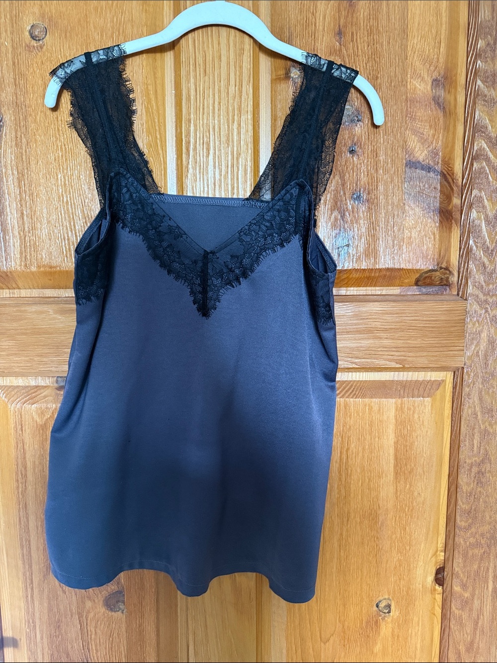 Steel gray color Lace Trim Satin Camisole